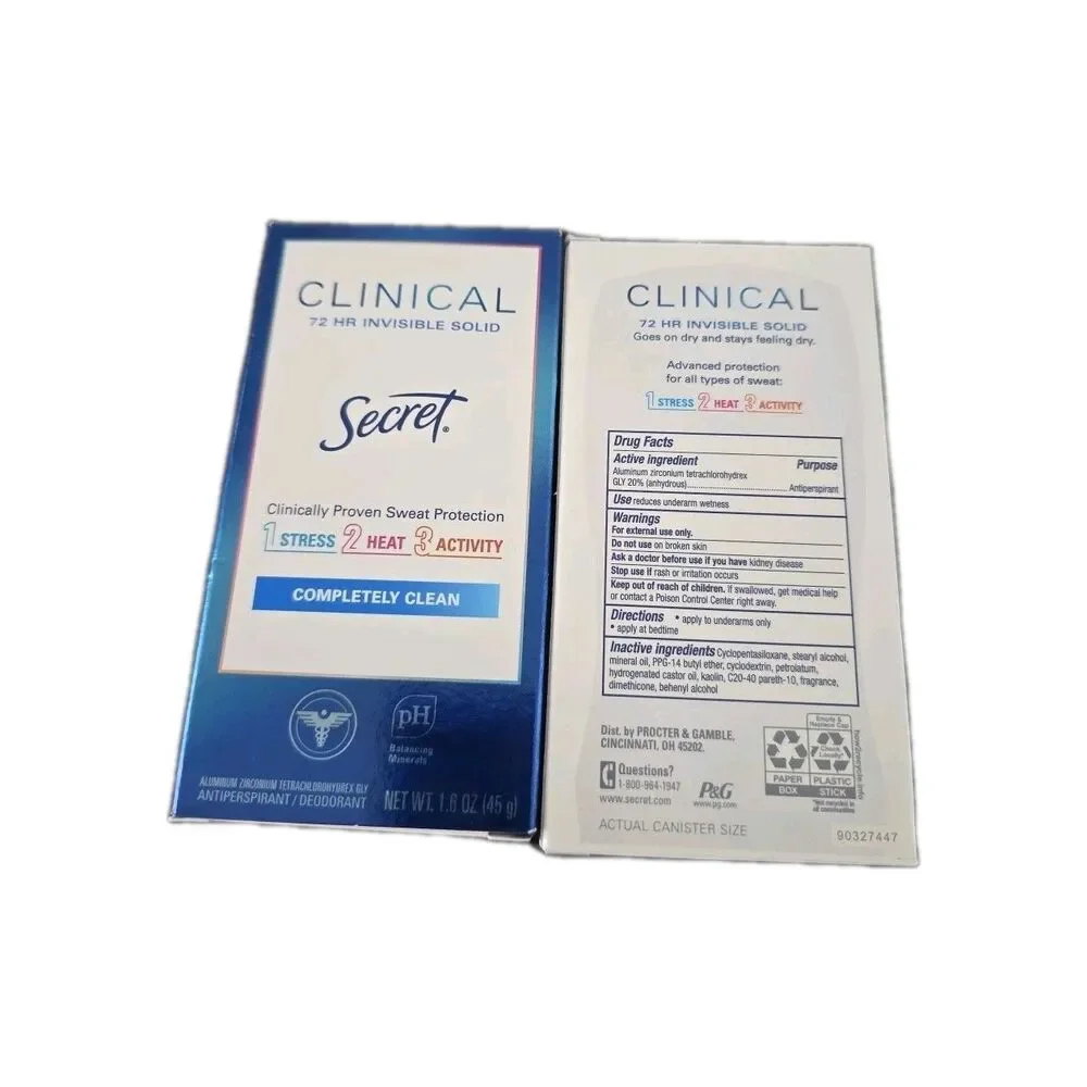 Solid Antiperspirant Deodorant Completely Clean 1.6 oz Each – New‎ Sealed
